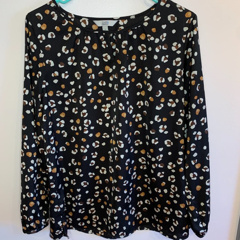 Croft & Barrow Small Black and Brown Long Sleeve Top